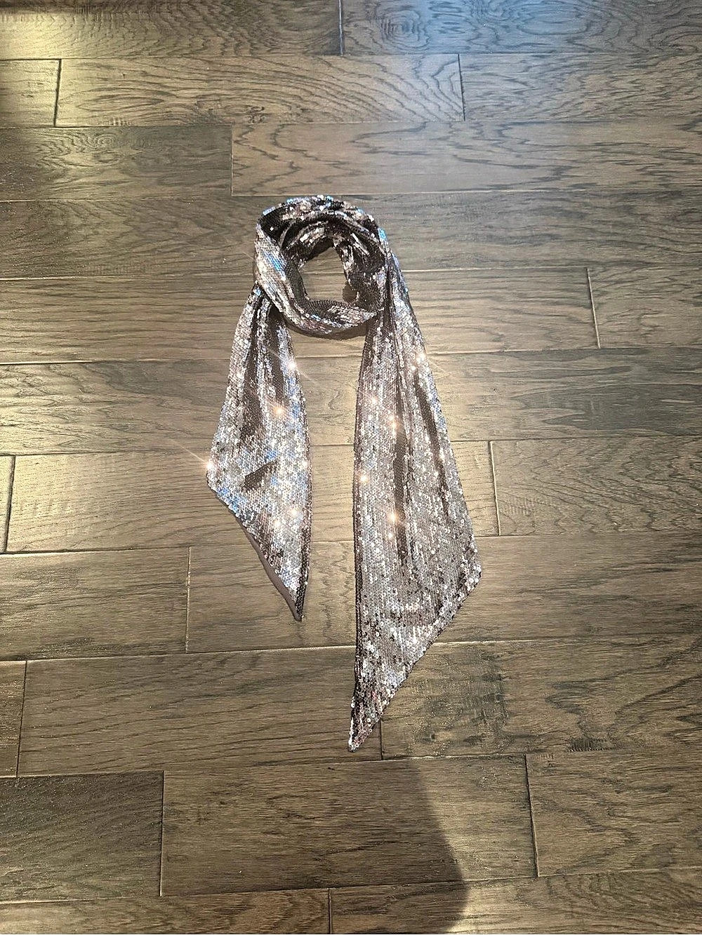 Nordstrom Sequin Scarf in Silver & Dark Grey